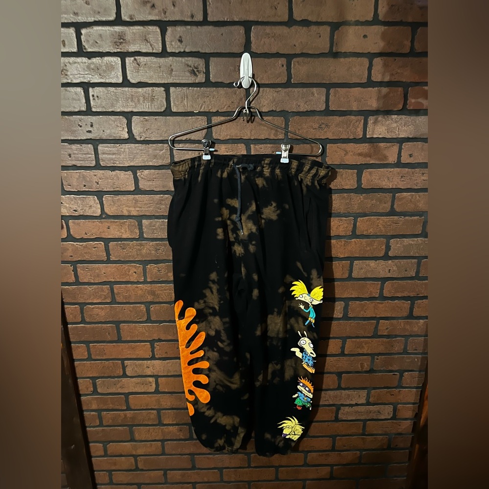 Nickelodeon XL Black and Orange Tie-Dye Pants